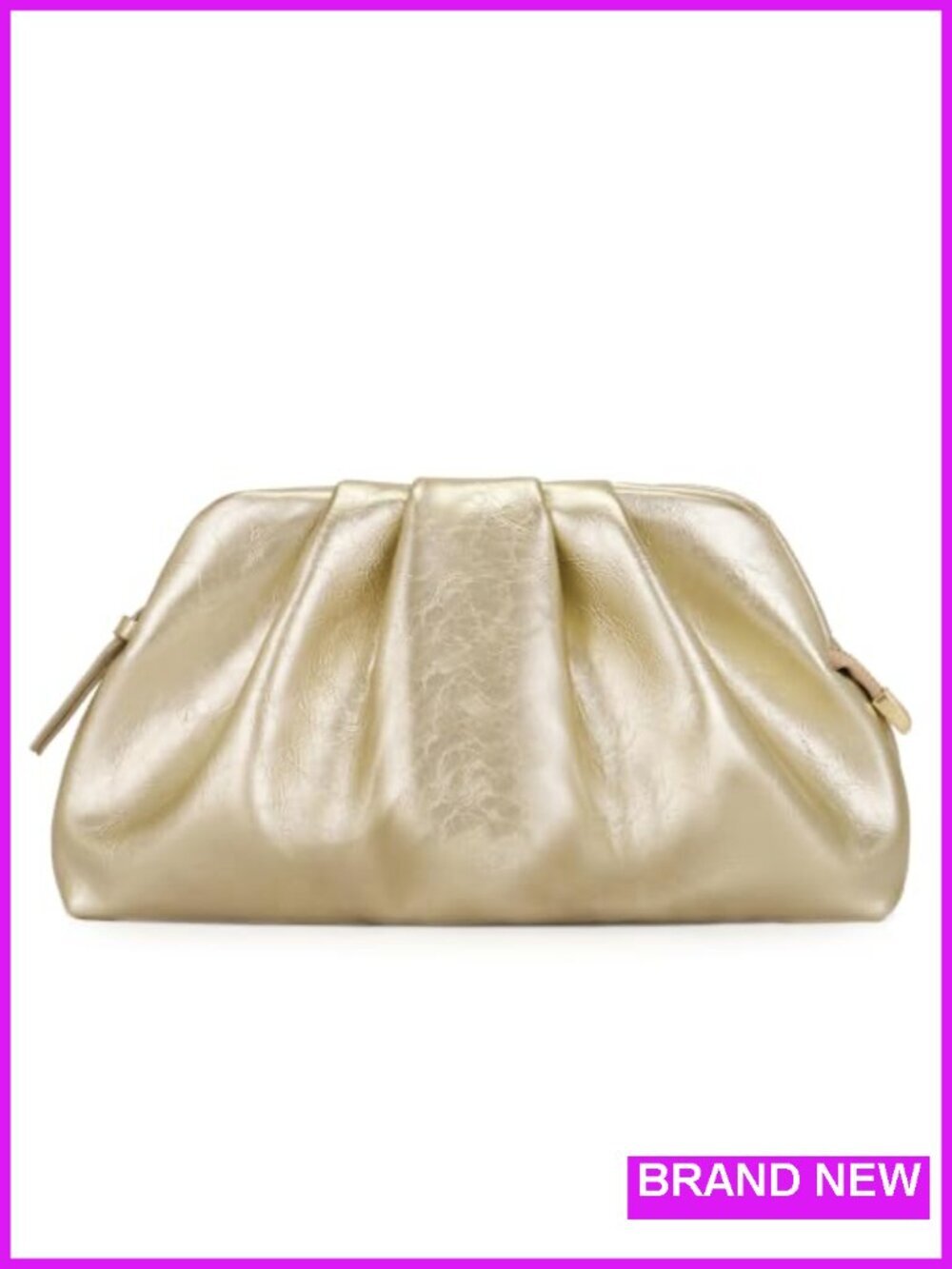 Shiny PU Leather Pleated Clutch Bag With Shoulder Strap